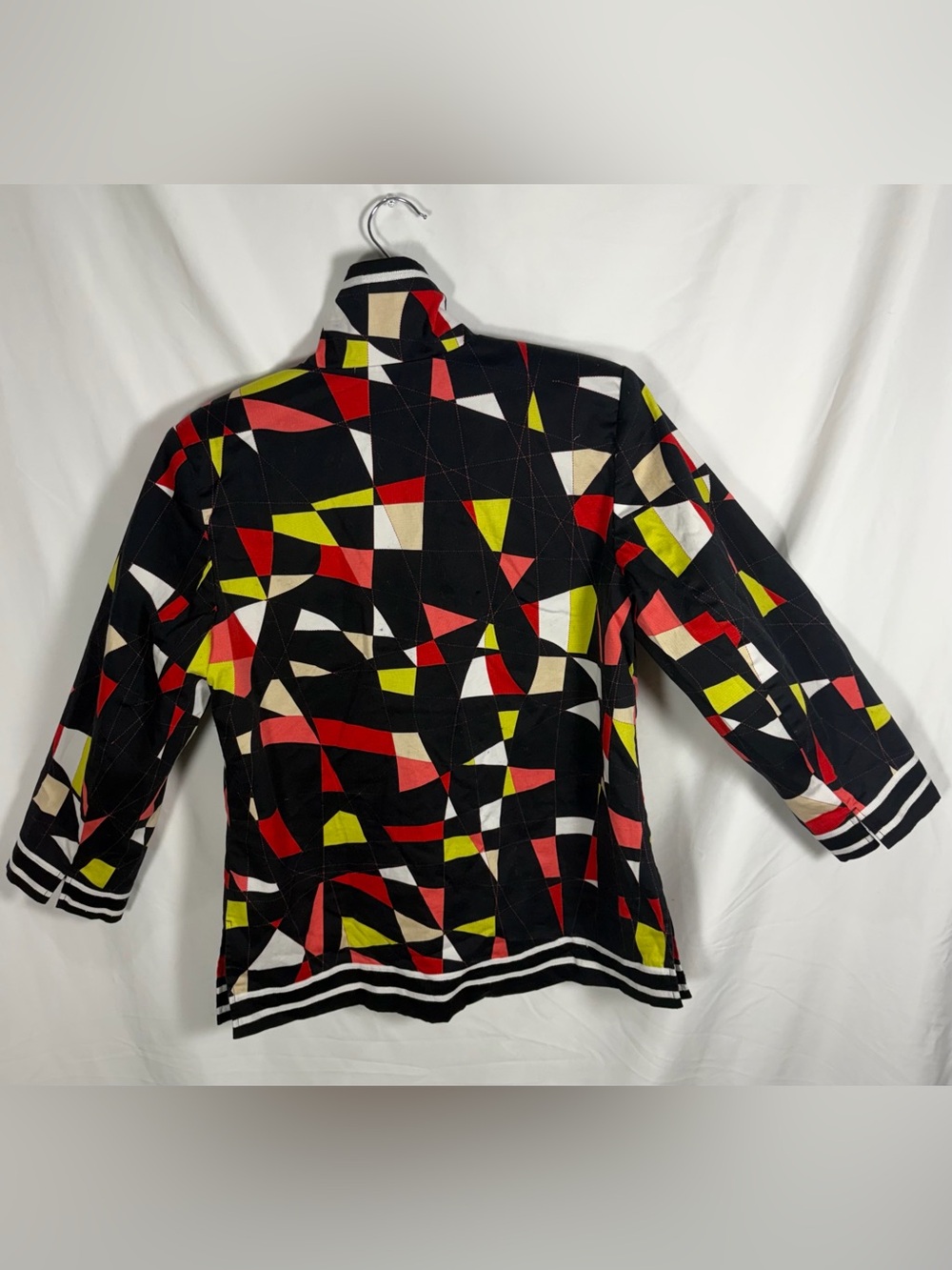 VINTAGE Victor Costa Occasions Open-Front Blazer Geometric 3/4 Sleeve Size L - Picture 2 of 9
